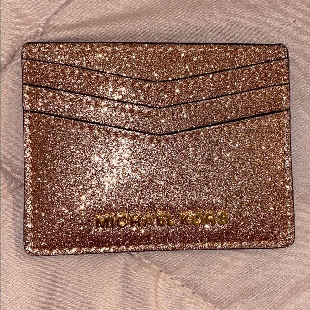 Micheal Kors New Rose Gold Glitter Cardholder